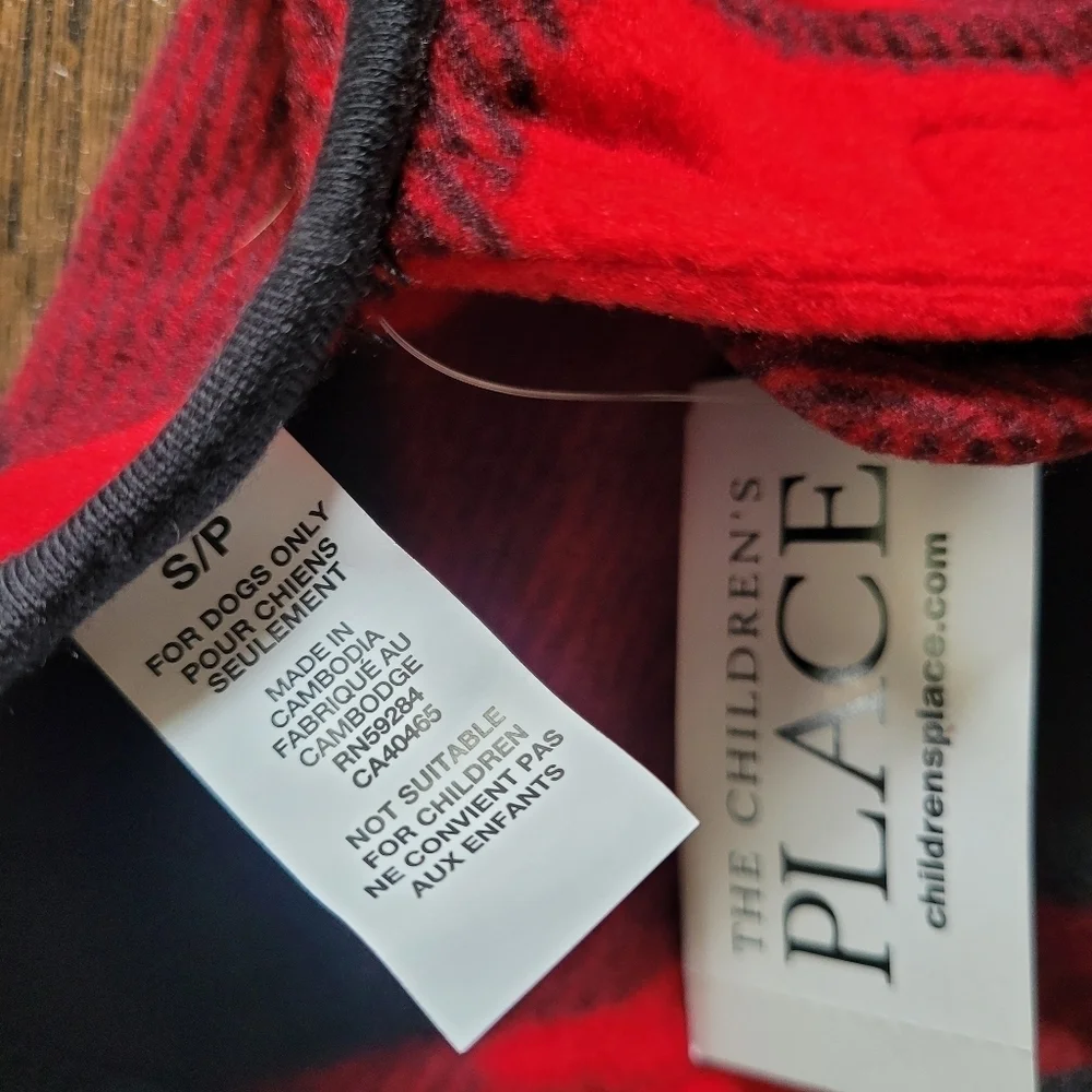 The Children’s Place Dog Bear Buffalo Plaid Fleece Coat Size Small NEW with Tags